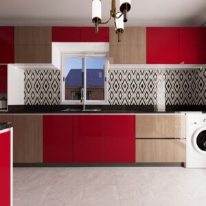 Cuisine simple Red & Wood by Yoro Furniture