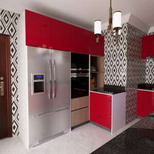 Cuisine simple Red & Wood by Yoro Furniture