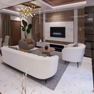 Salon design épuré White & Wood by Yoro Furniture