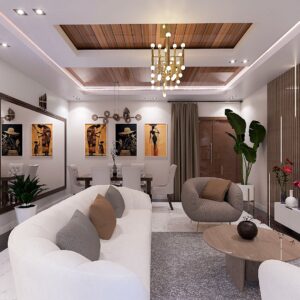 Salon design épuré White & Wood by Yoro Furniture